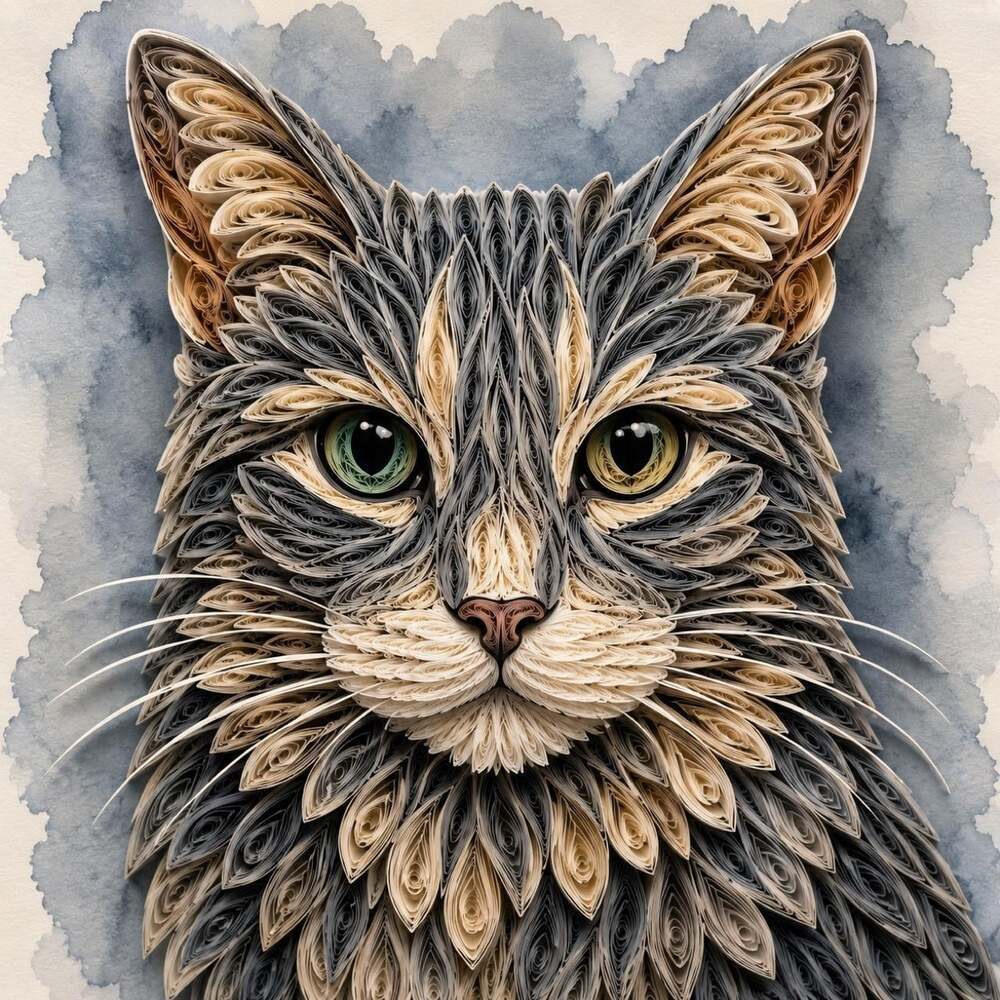 8 X 8 Black Framed Quilled Gray D 17 B